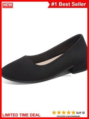 Low Block Chunky Heel Round Toe Office Pumps Textile